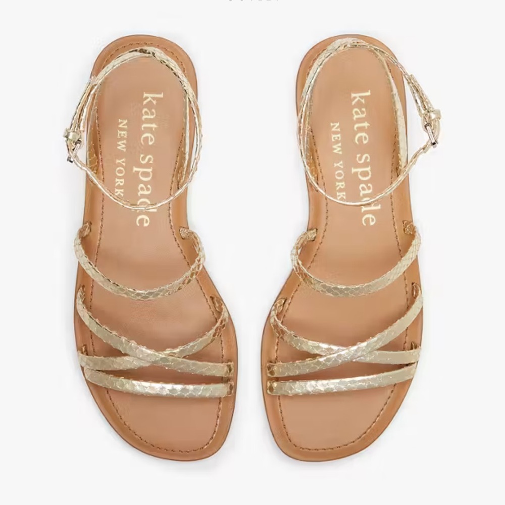 Kate Spade Cove Gold Strappy Sandals 7.5